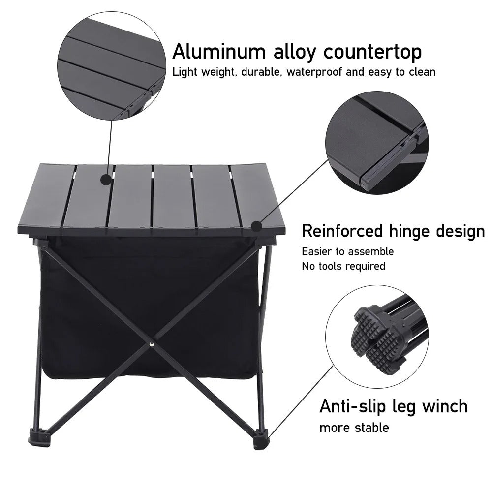 Portable Aluminum Roll-Top Camping Table